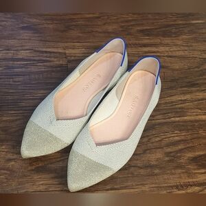 Rothy's The Point Diamond Metallic Flats Size 8.5